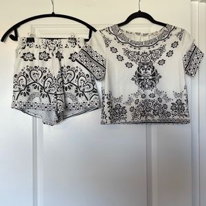 Women’s Black & White Matching Shorts and Top Coord Set